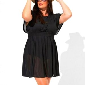 ❤️NWT TORRID SWIM COVER - MESH SMOCKED WAIST BEACH MINI DRESS COVER-UP PLUS SIZE